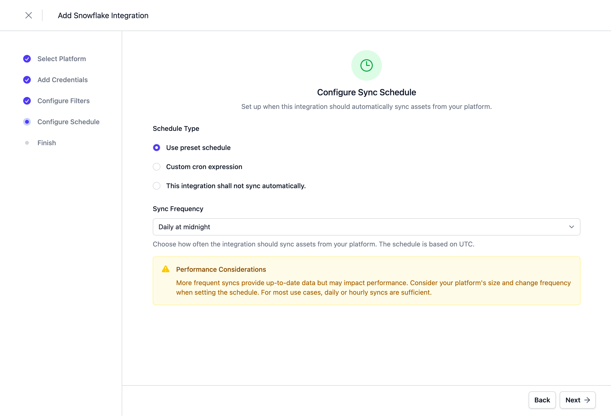 Configure the Schedule